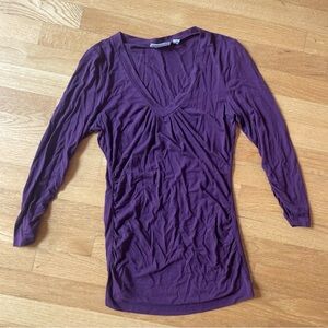 New New York and Company Stretch Purple Women’s 3/4 Sleeve Shirt With Cinch Side